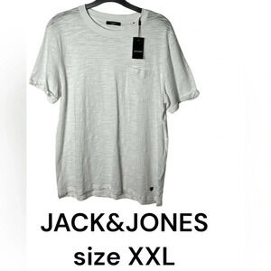 Jack and Jones  100 % cotton Tee shirt , white ,lightweight,Textured,resortwear